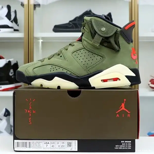RETRO AIR 6 Kimikick 'OLIVE' TRAVIS SCOTT JORDAN X 0701